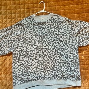 American Eagle Leopard Print Gray Women's Tunic Sweatshirt